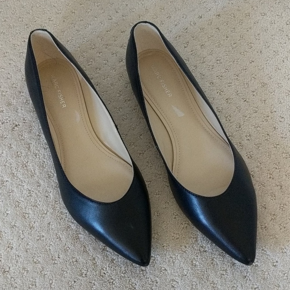 Black leather flats